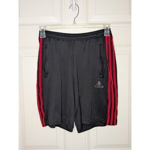 Adidas Men's Medium Primegreen 3 Stripe Training Shorts Black Red Zip Pockets